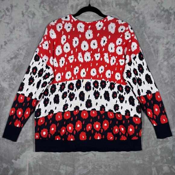 Cabi Colorblock Leopard Print Cardigan Sweater Women’s Small - Picture 2 of 5